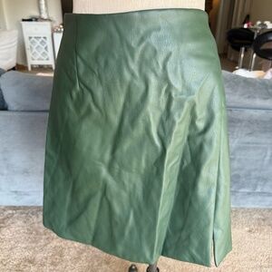 PLUS NWT Anthropology maeve green leather mini skirt